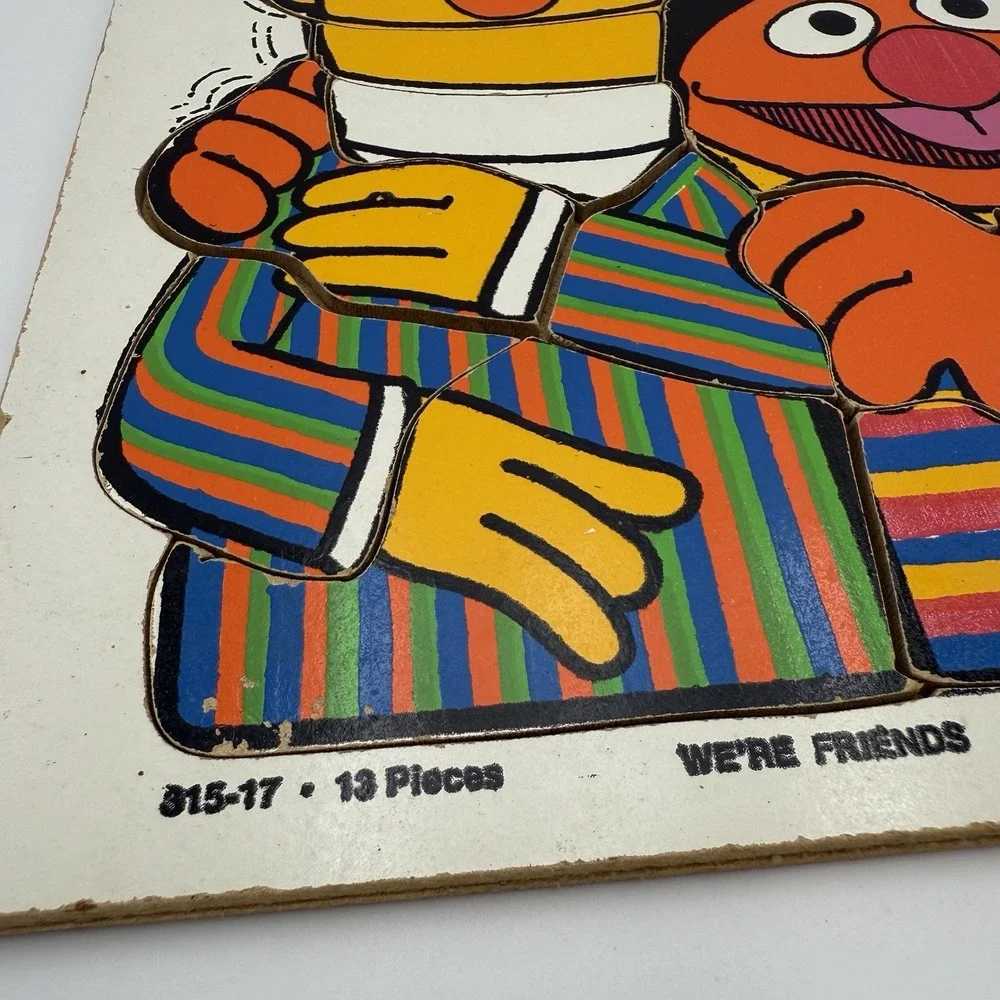 Vintage 1976 PLAYSKOOL Sesame Street Bert‎ & Ernie We're Friends Wood Puzzle 2-5